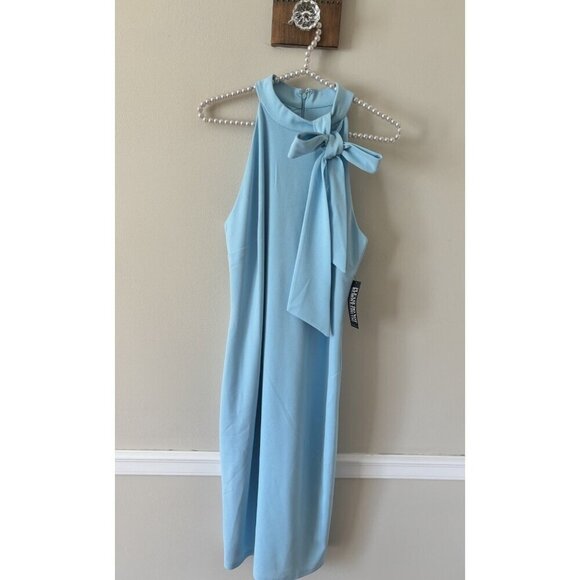 NWT NY&Company Womens Size M Blue Sleeveless Shift Dress Tie Neckline - Picture 1 of 4